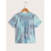 imageBoys Tie Dye Shirts Tropical Graphic Tees Short Sleeve Crewneck Tee Tops Casual T ShirtBlue and Purple