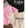 imageGirls 3 Packs T Shirts Set Letter Graphic Tees Short Sleeve Crew Neck Summer Tee ShirtBlack Khaki Pink