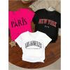 imageGirls 3 Packs T Shirts Set Letter Graphic Tees Short Sleeve Crew Neck Summer Tee ShirtBlack White Hot Pink