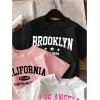 imageGirls 3 Packs T Shirts Set Letter Graphic Tees Short Sleeve Crew Neck Summer Tee ShirtPink Multicolor