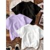imageGirls 3 Packs T Shirts Set Letter Graphic Tees Short Sleeve Crew Neck Summer Tee ShirtPurple Multicolor