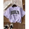 imageGirls 3 Packs T Shirts Set Letter Graphic Tees Short Sleeve Crew Neck Summer Tee ShirtPurple Multicolor