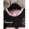 imageGirls Graphic Jersey Shirts Bowknot Number Print Summer T Shirt Short Sleeve Cute TopsBlack