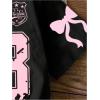 imageGirls Graphic Jersey Shirts Bowknot Number Print Summer T Shirt Short Sleeve Cute TopsBlack