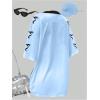 imageGirls Jersey Y2K Oversized Graphic Number Print Tops V Neck Short Sleeve T Shirt Hip Pop Tee StreetwearBlue