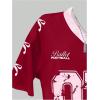 imageGirls Jersey Y2K Oversized Graphic Number Print Tops V Neck Short Sleeve T Shirt Hip Pop Tee StreetwearBurgundy