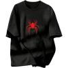 imageBoys Casual Tropical Star Letter Print T Shirt Short Sleeve Crew Neck Drop Shoulder Tee TopsBlack and Red