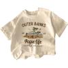 imageGirls Car Print Graphic Tees Short Sleeve TShirts Casual Crew Neck TopsApricot