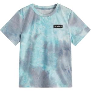 imageBoys Tie Dye Shirts Tropical Graphic Tees Short Sleeve Crewneck Tee Tops Casual T ShirtBlue and Purple