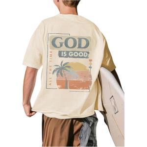 imageBoys Tropical Graphic Tees Crewneck Short Sleeve Casual T Shirt Summer TopsApricot Print