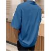 imageMens Floral Button Down Shirts Short Sleeve Drop Shoulder Beach Casual Dress Collared Shirts TopsRoyal Blue