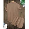 imageMens Short Sets 2 Piece Outfits Button Down Linen Shirts and Short Sets Summer Beach OutfisKhaki