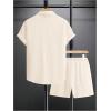 imageMens Short Sets 2 Piece Outfits Button Down Linen Shirts and Short Sets Summer Beach OutfisLight Apricot