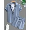 imageMens Short Sets 2 Piece Outfits Button Down Linen Shirts and Short Sets Summer Beach OutfisLight Blue