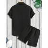 imageMens Short Sets 2 Piece Outfits Button Down Linen Shirts and Short Sets Summer Beach OutfisPure Black