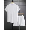 imageMens Short Sets 2 Piece Outfits Button Down Linen Shirts and Short Sets Summer Beach OutfisPure White