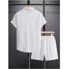 imageMens Short Sets 2 Piece Outfits Button Down Linen Shirts and Short Sets Summer Beach OutfisWhite