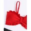 imageGirls 2 Piece Bathing Suit Ruffle Smocked Spaghetti Strap Ruched Swimsuits Cute Bikini SetRed