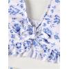 imageGirls 3 Piece Floral Swimsuits Twist Knot Ruffle Trim Wireless Bathing Suits with Mesh Cover Ups SkirtMulticolor