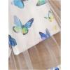 imageGirls Cute Butterfly Cami Romper Sleeveless Sheer Mesh High Waisted Shorts JumpsuitBlue