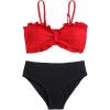 imageGirls 2 Piece Bathing Suit Ruffle Smocked Spaghetti Strap Ruched Swimsuits Cute Bikini SetRed