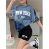 imageGirls 2 Piece Outfits Short Sleeve Graphic Tees and Biker Shorts Casual Clothing SetsMulticolor