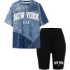 imageGirls 2 Piece Outfits Short Sleeve Graphic Tees and Biker Shorts Casual Clothing SetsMulticolor