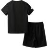 imageBoys 2 Piece Outfits Letter and Tropical Graphic Print Short Sleeve Crewneck Tee and ShortsBlack