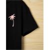 imageBoys 2 Piece Outfits Letter and Tropical Graphic Print Short Sleeve Crewneck Tee and ShortsPink Black