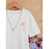 imageBoys 2 Piece Outfits Letter and Tropical Graphic Print Short Sleeve Crewneck Tee and ShortsWhite