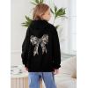 imageGirls Bow Camo Hoodie Long Sleeve Hooded Neck Graphic Sweatshirts Cute Pullover TopsBlack
