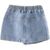 imageGirls High Waisted Button Front Denim Skirt Asymmetrical Mini Jean Skirts with PocketsMedium Wash