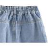 imageGirls High Waisted Button Front Denim Skirt Asymmetrical Mini Jean Skirts with PocketsMedium Wash