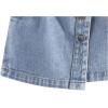imageGirls High Waisted Button Front Denim Skirt Asymmetrical Mini Jean Skirts with PocketsMedium Wash