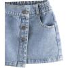 imageGirls High Waisted Button Front Denim Skirt Asymmetrical Mini Jean Skirts with PocketsMedium Wash