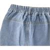 imageGirls High Waisted Button Front Denim Skirt Asymmetrical Mini Jean Skirts with PocketsMedium Wash