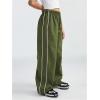 imageGirls Wide Leg High Waist Sweatpants Side Striped Extra Long Baggy Track Pants TrousersArmy Green