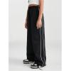 imageGirls Wide Leg High Waist Sweatpants Side Striped Extra Long Baggy Track Pants TrousersBlack