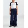 imageGirls Wide Leg High Waist Sweatpants Side Striped Extra Long Baggy Track Pants TrousersDark Blue
