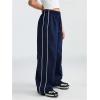 imageGirls Wide Leg High Waist Sweatpants Side Striped Extra Long Baggy Track Pants TrousersDark Blue