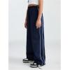imageGirls Wide Leg High Waist Sweatpants Side Striped Extra Long Baggy Track Pants TrousersDark Blue