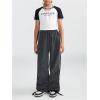 imageGirls Wide Leg High Waist Sweatpants Side Striped Extra Long Baggy Track Pants TrousersGrey