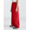 imageGirls Wide Leg High Waist Sweatpants Side Striped Extra Long Baggy Track Pants TrousersRed