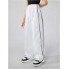 imageGirls Wide Leg High Waist Sweatpants Side Striped Extra Long Baggy Track Pants TrousersWhite
