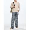 imageMens Camo Print Straight Leg Pants Elastic Waist Loose Casual Trousers StreetwearBlue