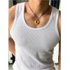imageMens Sleeveless Tank Tops Ribbed Knit Scoop Neck Tank Undershirt Workout Gym Muscle Tank TShirtWhite