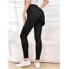 imageWomens 2 in 1 High Waisted Drawstring Side Ruched Skirted Leggings Slim Fit Workout Lounge BottomsBlack