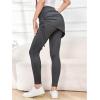 imageWomens 2 in 1 High Waisted Drawstring Side Ruched Skirted Leggings Slim Fit Workout Lounge BottomsGrey