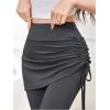 imageWomens 2 in 1 High Waisted Drawstring Side Ruched Skirted Leggings Slim Fit Workout Lounge BottomsGrey
