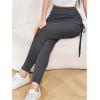 imageWomens 2 in 1 High Waisted Drawstring Side Ruched Skirted Leggings Slim Fit Workout Lounge BottomsGrey